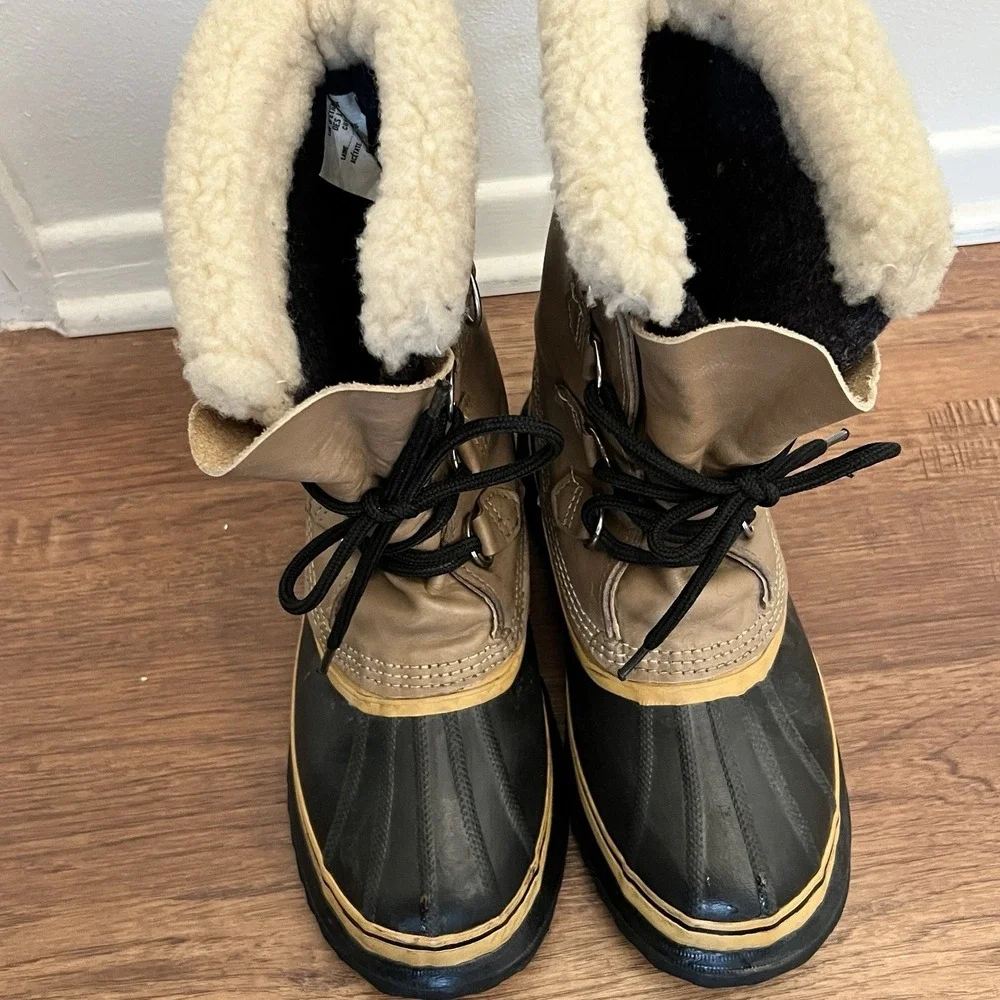 Sorel Caribou Vintage Kaufman Canada Men's Size Brown Leather Insulated Boots